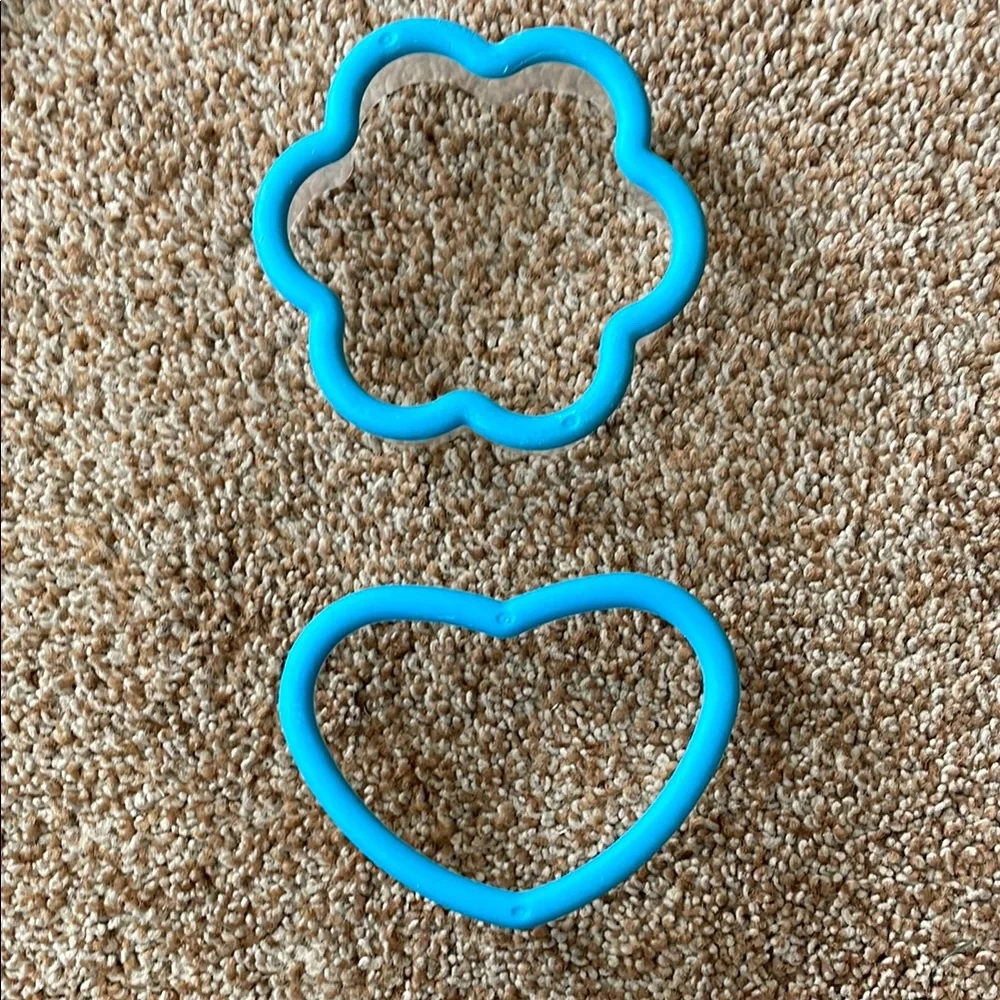2 Blue Plastic Flower and Heart Cookie Cutters